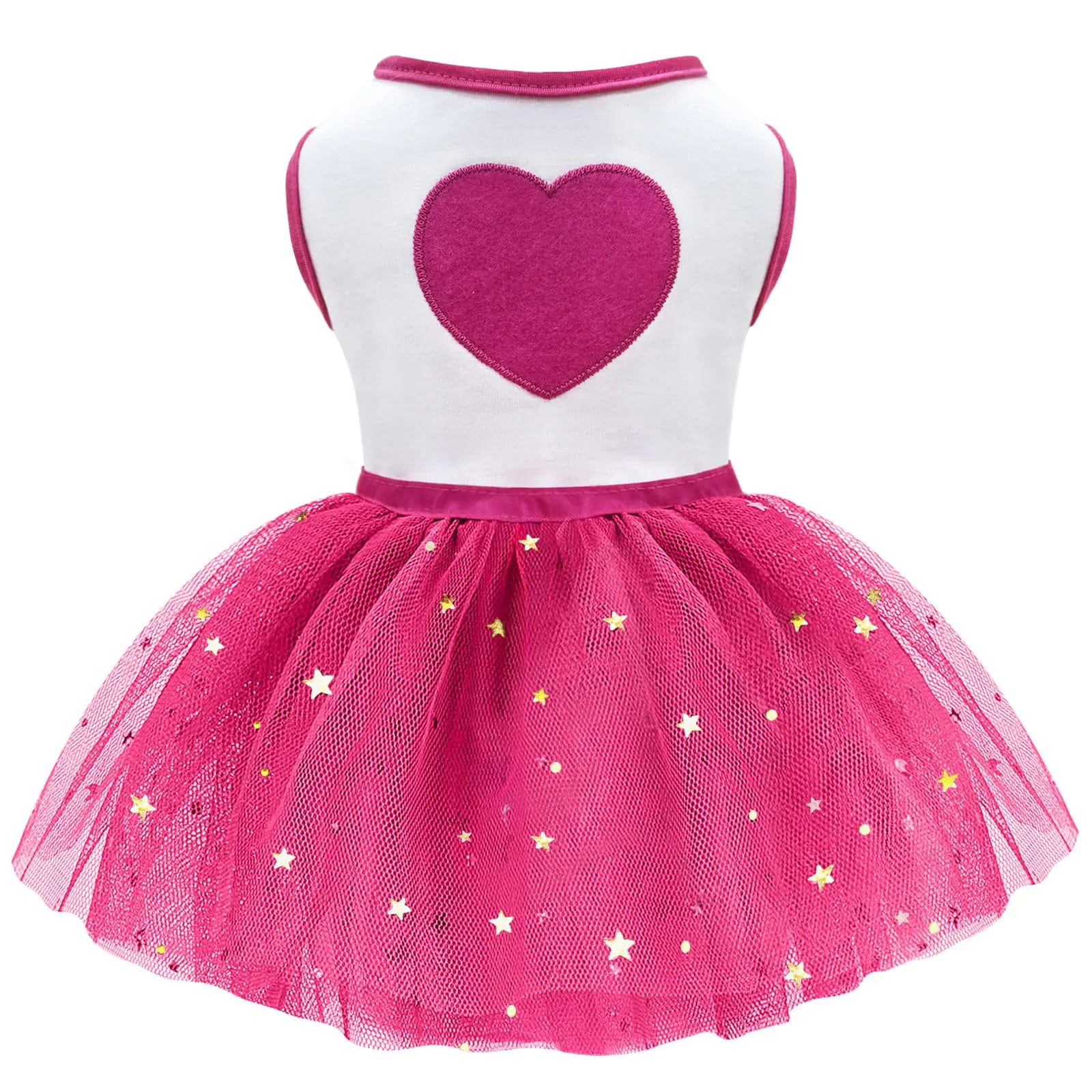 Idepet Spring Summer Pet Dog Cat Puppy Tutu Princess Dress Heart Printed Lace Dog Skirt Pet Apparel Dog Dress (Rose Red XL)