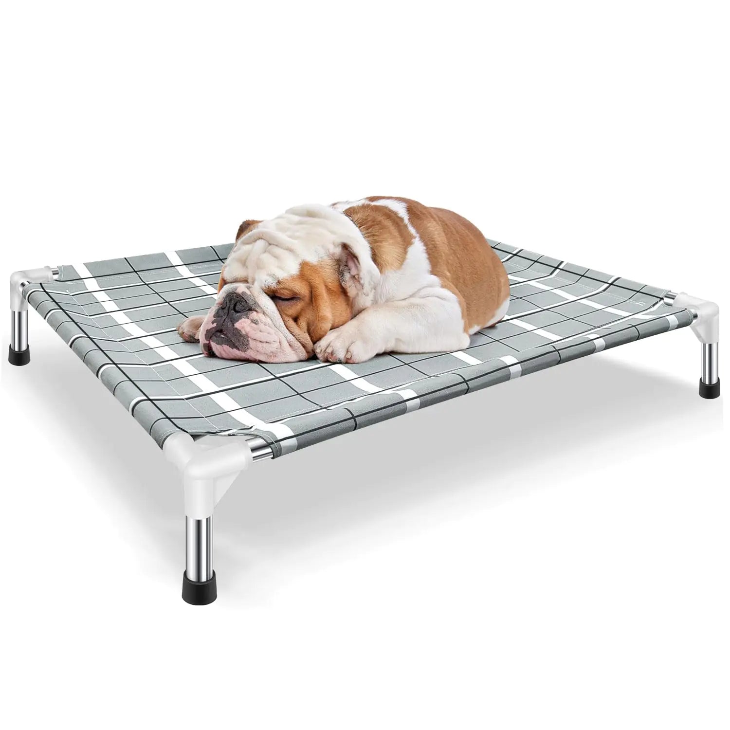 Cooling Elevated Outdoor Dog Bed - Outside Raised Dog Cot Bed with Non-Slip Feet Detachable Lifted Dog Hammock Bed with Stainless Steel Frame Portable Puppy Pet Bed for Camping